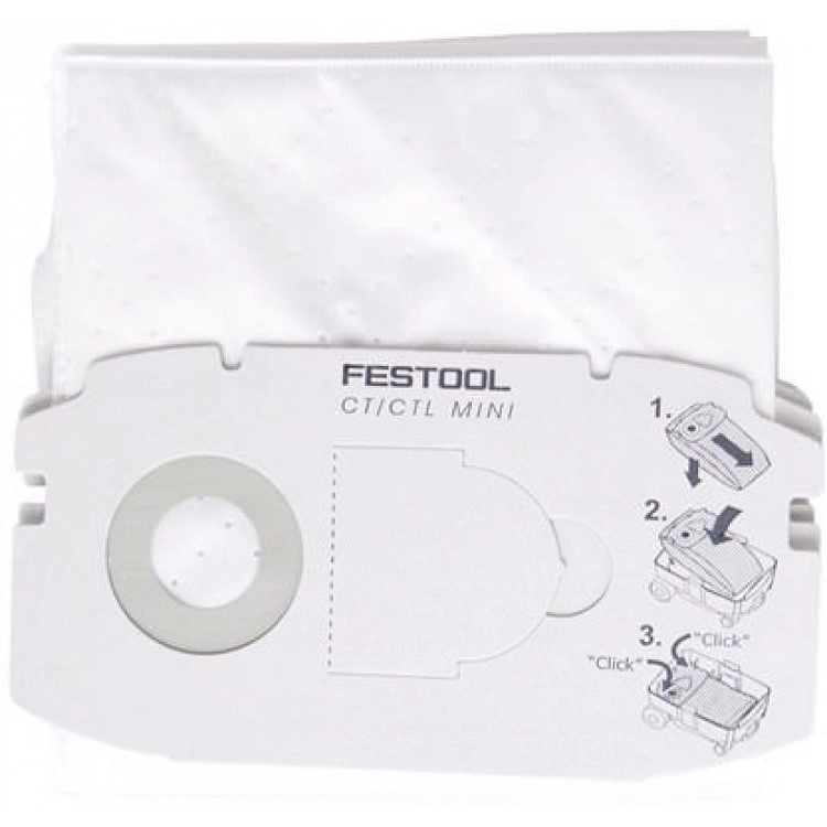 Paquet 5 Sacs Filtre SELFCLEAN SC FIS-CT MINI FESTOOL - Pour Aspirateur CTL Mini - 498410
